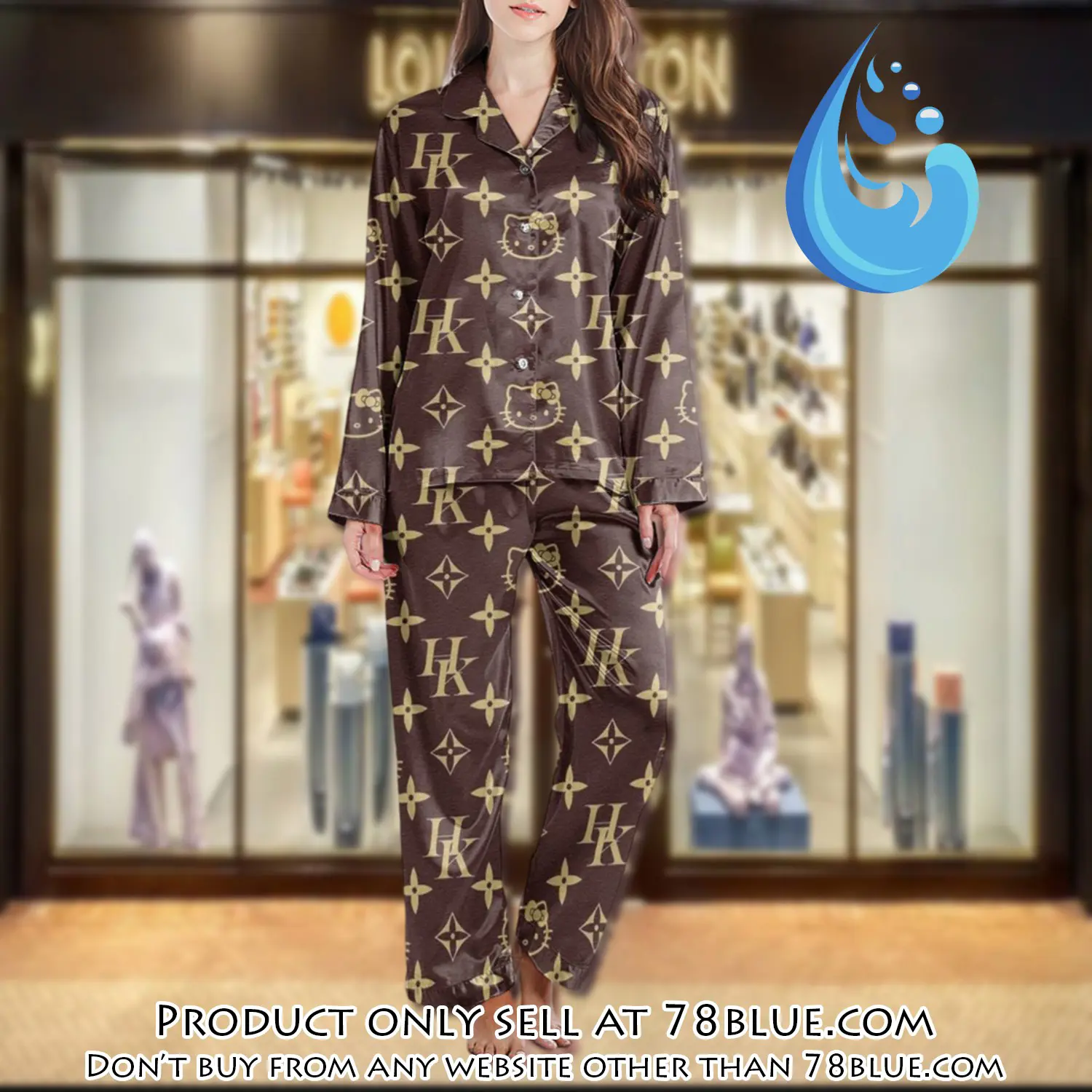 Lv monogram long satin pajama set pjs1017 78b2026718